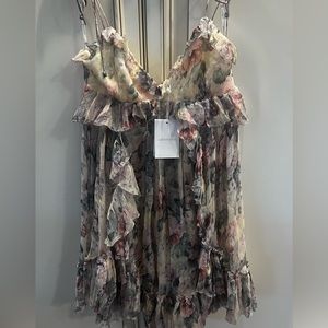 Zimmerman NWT Jasper floral ruffled mini dress Sz 0